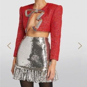 Area Red Cropped Crystal Blazer / Jacket. Size 8.  Similiar to Prada